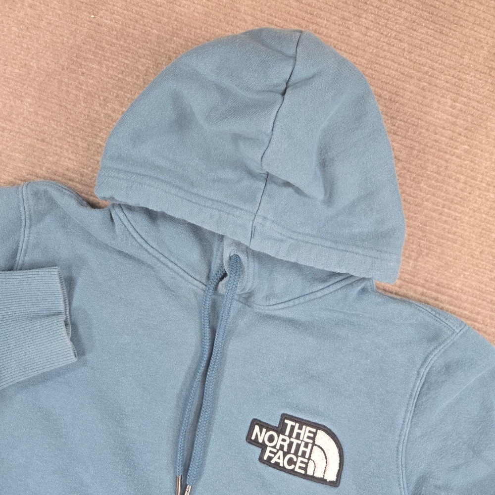 The North Face Womens Small Blue Logo Patch Pullover Fleece Hoodie